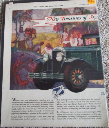 1928 Buick 4 dr sedan New Treasures car ad