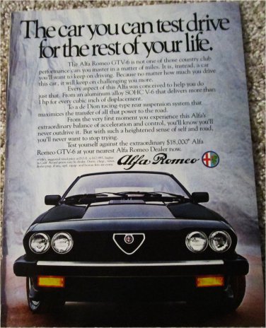 1983 Alfa Romeo GTV-6 car ad