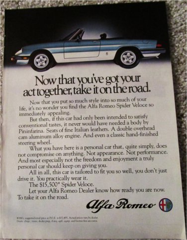 1984 Alfa Romeo Spider Veloce car ad