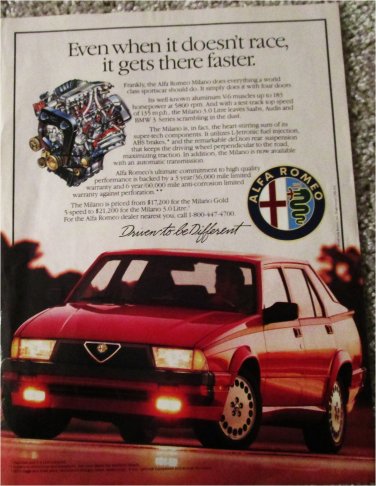 1987 Alfa Romeo Milano 4 dr sedan Even When It Doesnt Race car ad