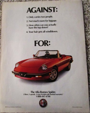 1989 Alfa Romeo Spider car ad