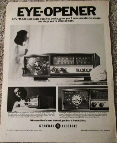 1965 GE AM/FM Clock Radio ad