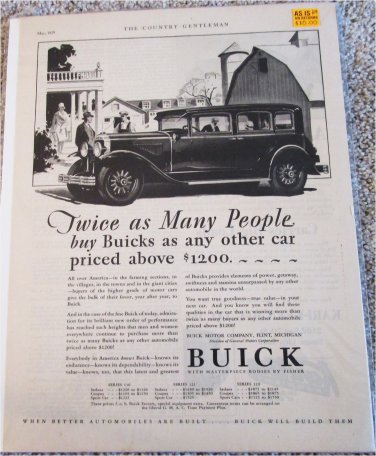 1929 Buick 4 dr sedan Twice As Many People car ad