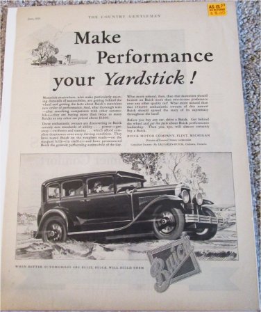 1929 Buick 4 dr sedan Make Performance car ad