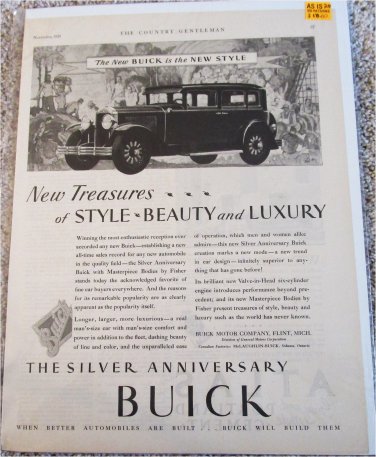 1929 Buick 4 dr sedan New Treasures car ad