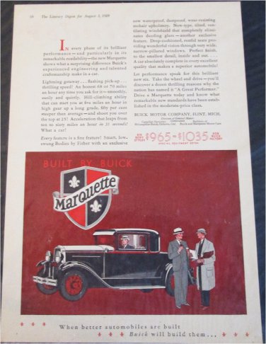 1929 Buick Marquette 3 Window Coupe car ad