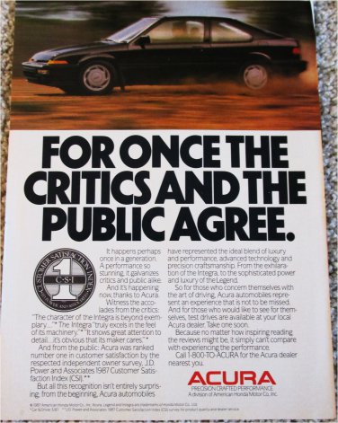 1988 Acura Integra 2 dr sedan car ad #1
