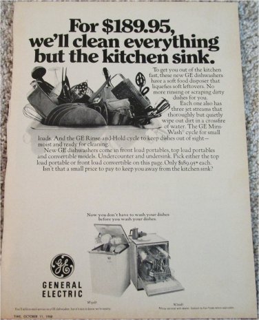 1968 GE Dish Washer ad