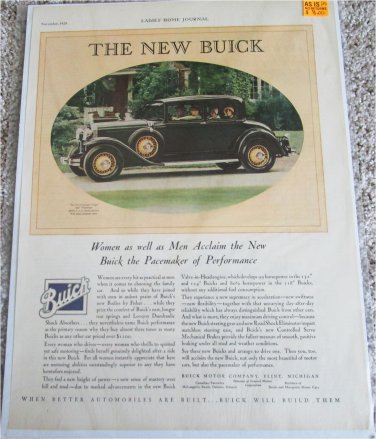 1930 Buick 5 Passenger Coupe Women car ad