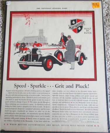 1930 Buick Marquette Convertible Speed car ad