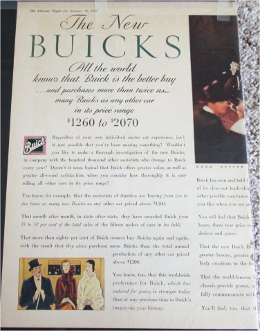 1930 Buick 4 dr sedan All The World car ad