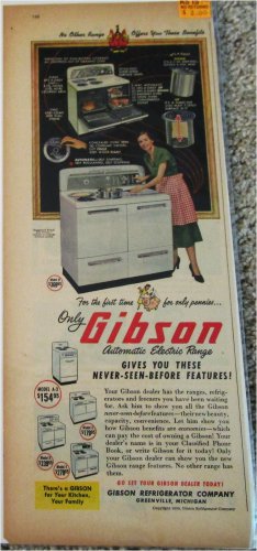 1950 Gibson Electric Range ad