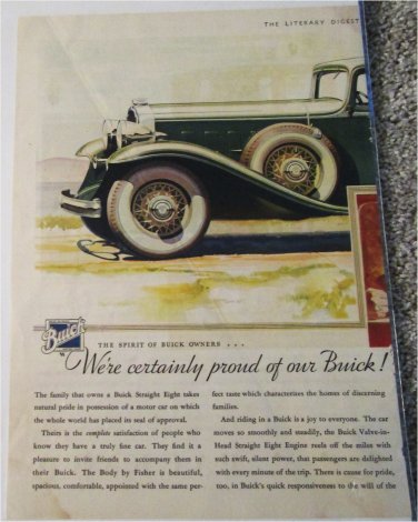 1933 Buick 2 dr sedan car ad