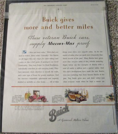 1933 Buick 4 dr sedan Buick Gives More And Better car ad