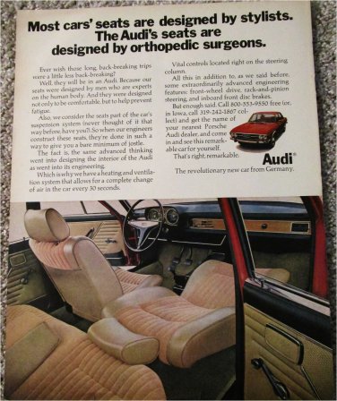 1970 Audi 100 LS 4 dr sedan Car Seat car ad