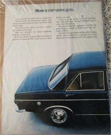 1970 Audi 100 LS 4 dr sedan How A Car Uses Gas car ad