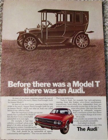 1972 Audi 100LS 4 dr sedan Model T car ad