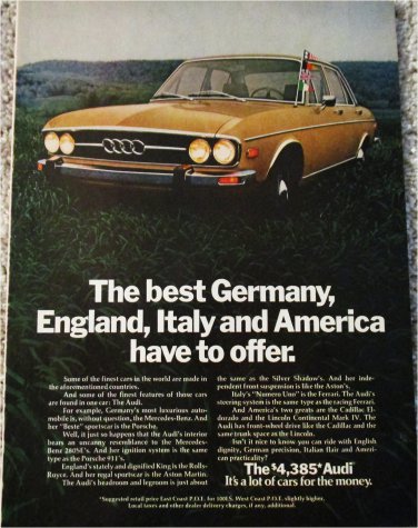 1973 Audi 100LS 4 dr sedan The Best Germany car ad