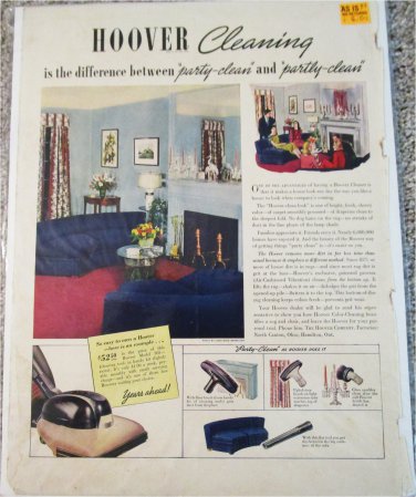 1943 Hoover Vacum Cleaner ad