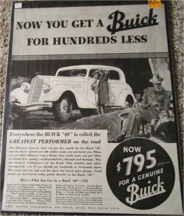 1935 Buick 4 dr sedan Now You car ad