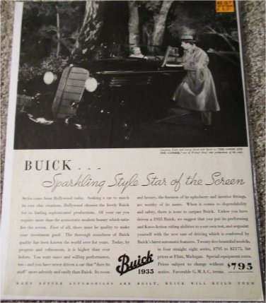1935 Buick Convertible car ad featuring George Brent