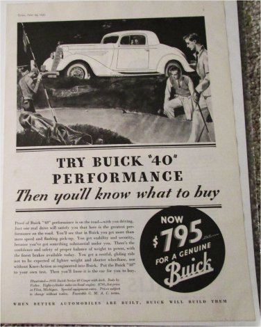 1935 Buick 2 dr Coupe Try Buick car ad