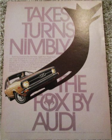 1974 Audi Fox 2 dr sedan Take Turns car ad