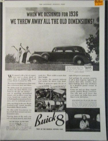 1936 Buick Limited 4 dr sedan car ad