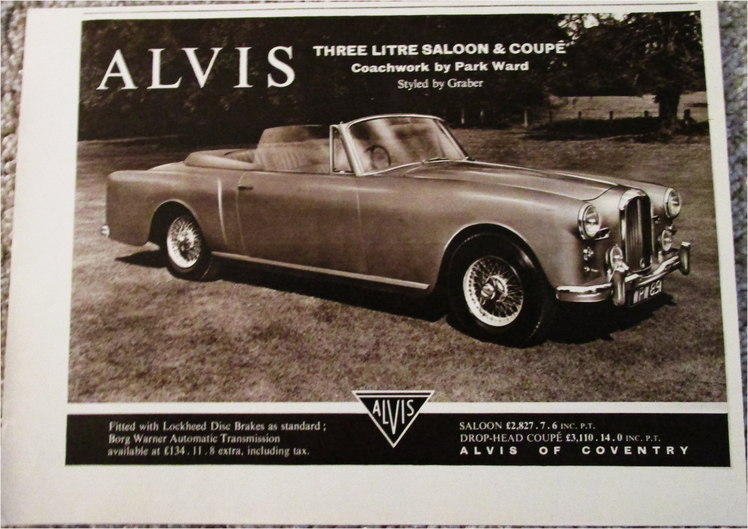 1960 Alvis Drophead Coupe car ad