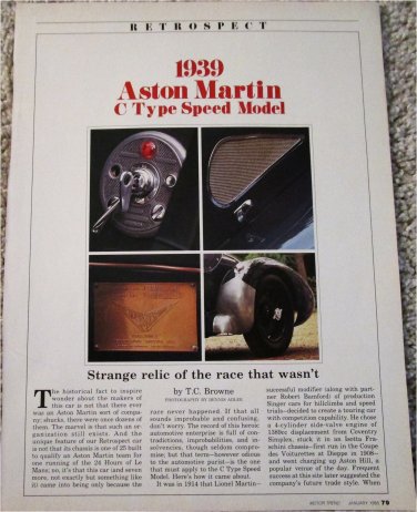 1939 Aston Martin C Type Speed Model car article