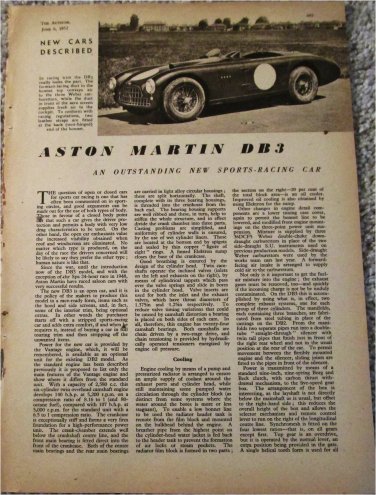 1953 Aston Martin DB3 car article