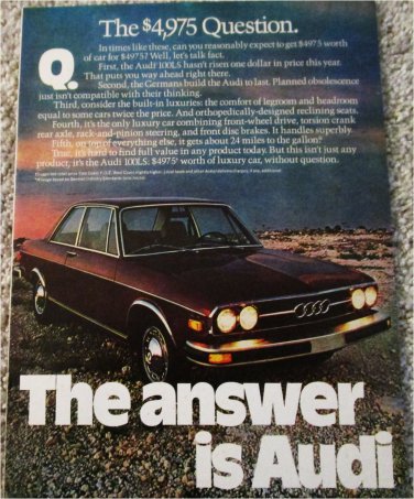 1974 Audi 100LS 2 dr sedan The $4,975 Question car ad