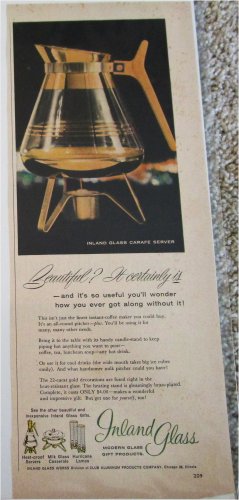 1957 Inland Glass Carafe Server ad
