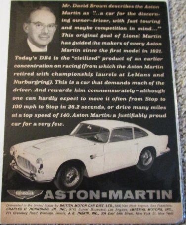 1963 Aston Martin DB4 Saloon car ad