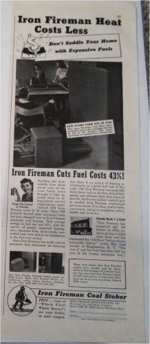 1941 Iron Fireman Coal Stoker ad
