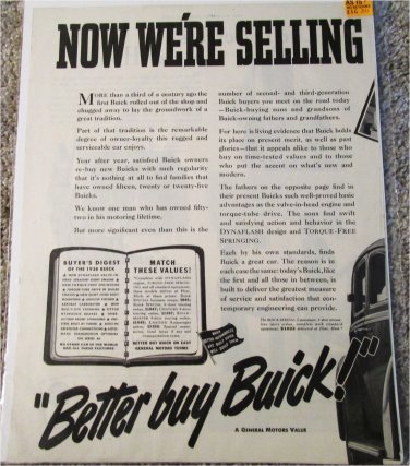1938 Buick Now Were Selling car ad