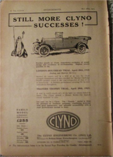 1923 Clyno Touring car ad