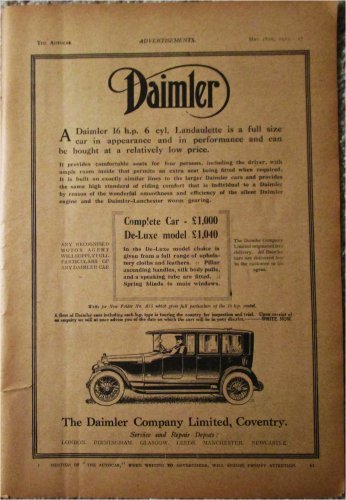 1923 Daimler Landaulette car ad