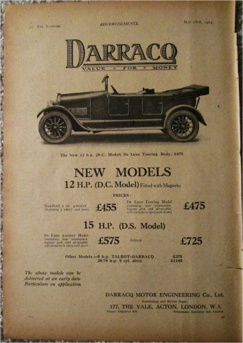 1923 Darraco Touring car ad