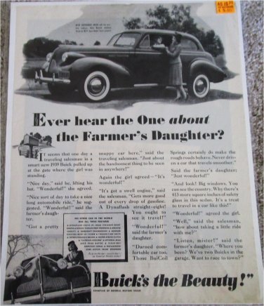 1939 Buick 2 dr sedan car ad