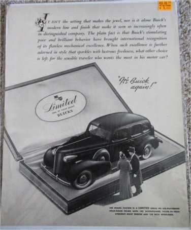 1939 Buick Limited 4 dr sedan car ad