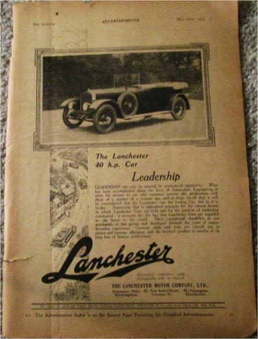 1923 Lanchester Touring car ad