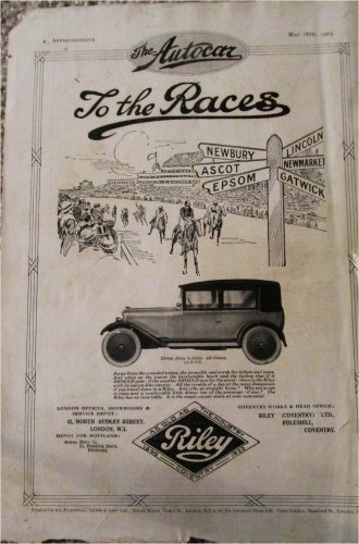 1923 Riley Eleven 2 dr sedan car ad