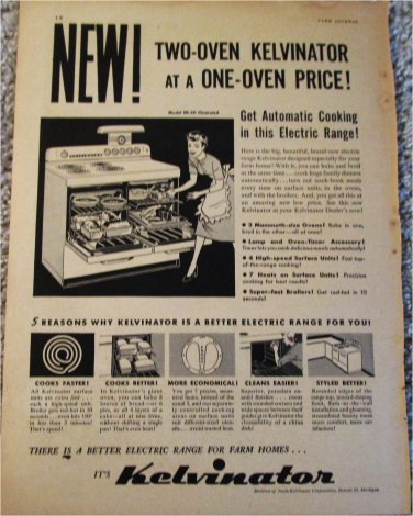 1952 Kelvinator Electric Range ad