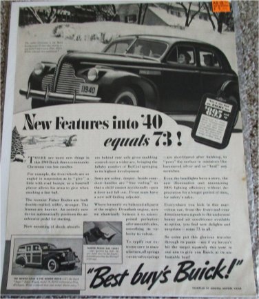 1940 Buick Super 4 dr sedan New Features Into 40 car ad