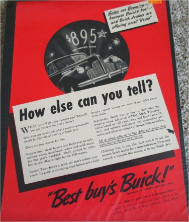 1940 Buick 2 dr Coupe car ad