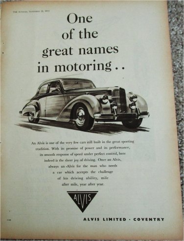 1953 Alvis 4 dr car ad