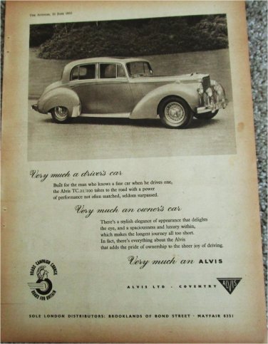 1953 Alvis TC21/100 4 dr car ad