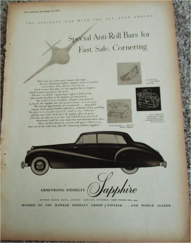 1953 Armstrong Siddeley Sapphire Saloon Anti-Roll Bar car ad