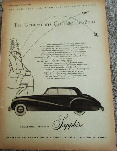 1953 Armstrong Siddeley Sapphire Saloon Jet Bred car ad